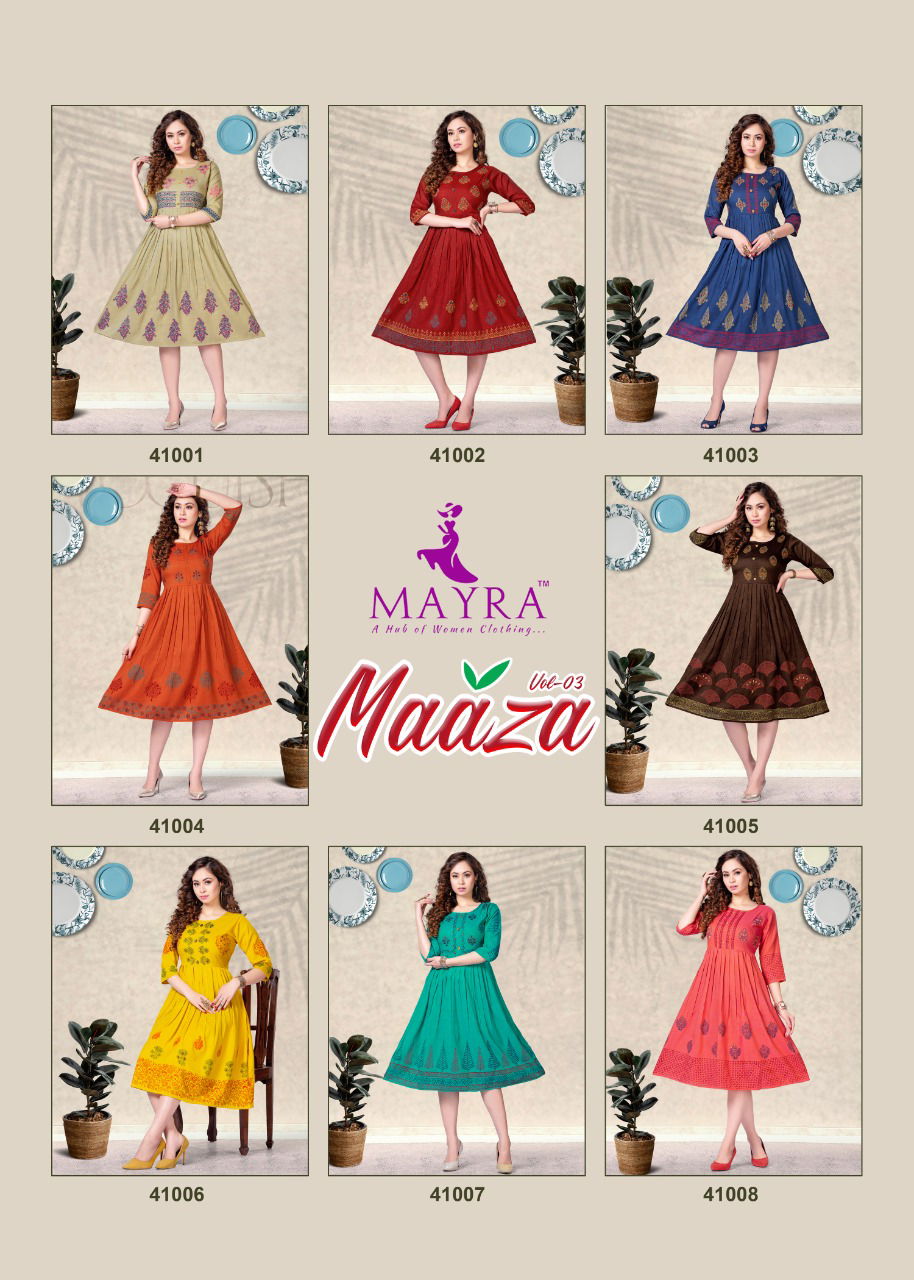 Mayra Maaza 3 Latest Designer Ethnic Wear Rayon Anarkali Kurti Collection